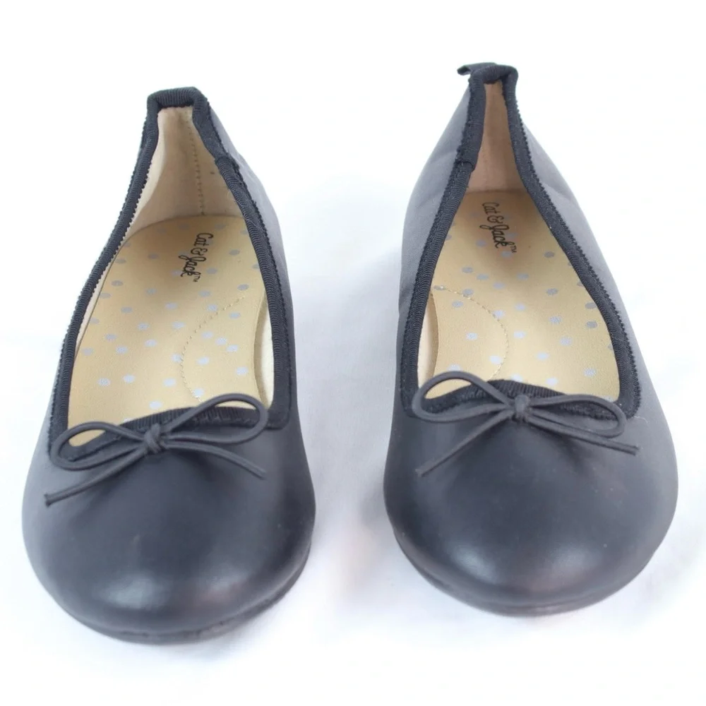 Cat & Jack Black‎ Leather Slippers Shoes Girls Size 2